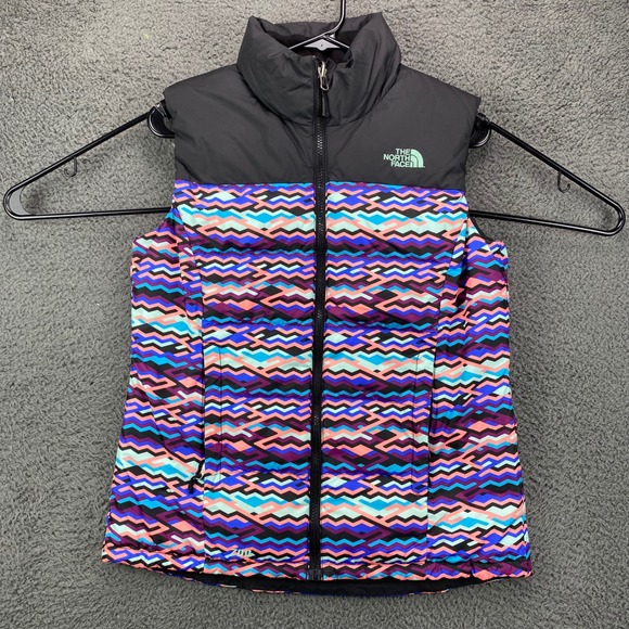 The North Face Womens Vest Puffer Down Colorful Print Black Size‎ S